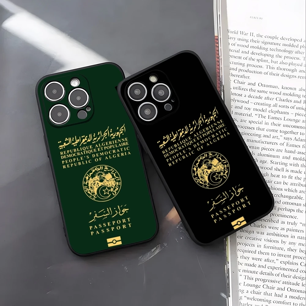 Travel Accessories Iphone - アルジェリア地図旗柄パスポート風スマホケース iPhone 17 16 15 11
