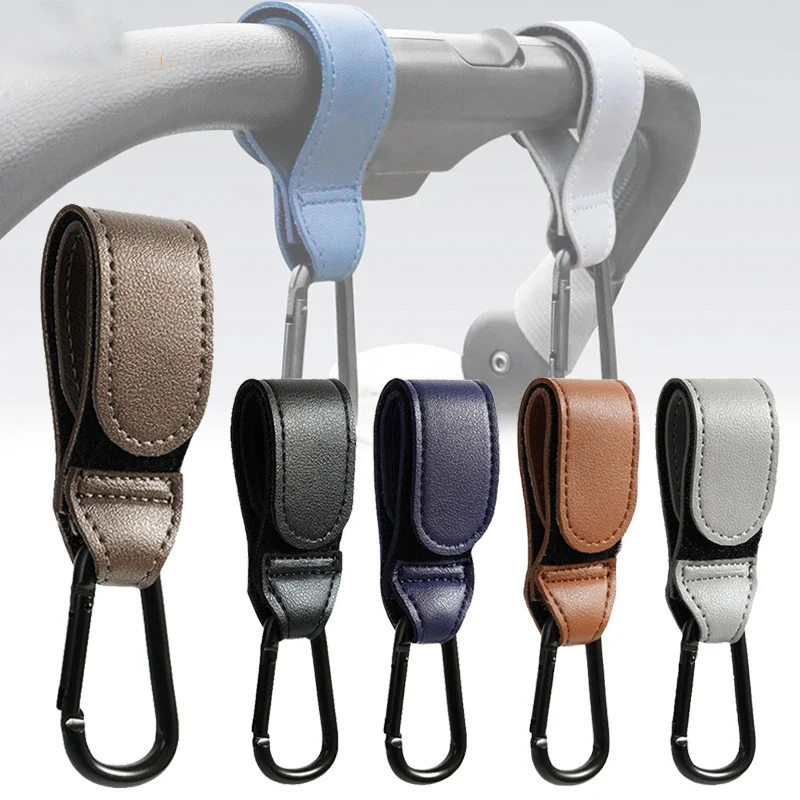 Travel Accessories For Baby - ベビーカーフック ファッションPUレザー製 調節可能なベビーカーフック カートオーガナイザー おむつバッグハンガー 子供用