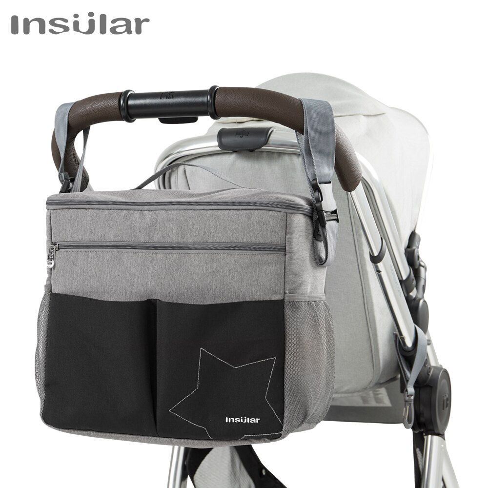 Travel Accessories For Baby - インスラー大容量ベビーおむつバッグ屋外旅行ママバッグベビーカー用断熱授乳バッグポリエステル固体おむつバッグ