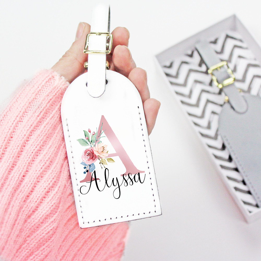 Travel Accessories Gifts For Her - パーソナライズされたPUレザーラゲッジタグ,名前のパーソナライズされた,荷物タグ,トラベルタグ,彼女へのギフト