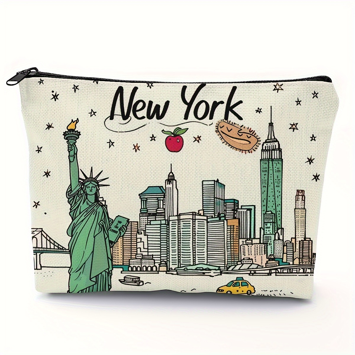 Travel Accessories New York - 1pc ファッショナブルなかわいいニューヨークお土産ジッパーポーチ旅行化粧品バッグハンドバッグ化粧財布多用途アクセサリー化粧バッグ