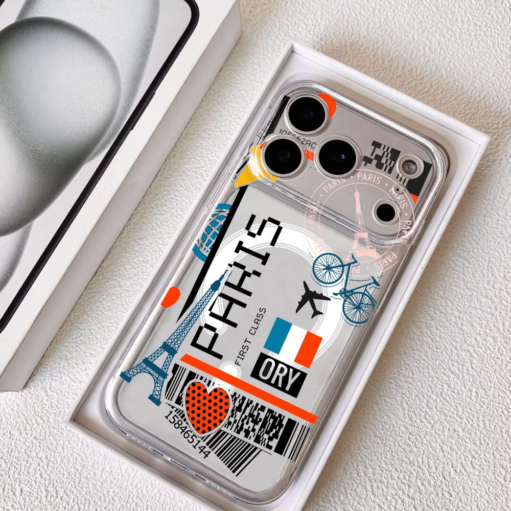 Travel Accessories Iphone - 飛行機旅行チケット フランス柄 iPhoneケース iPhone 17 16