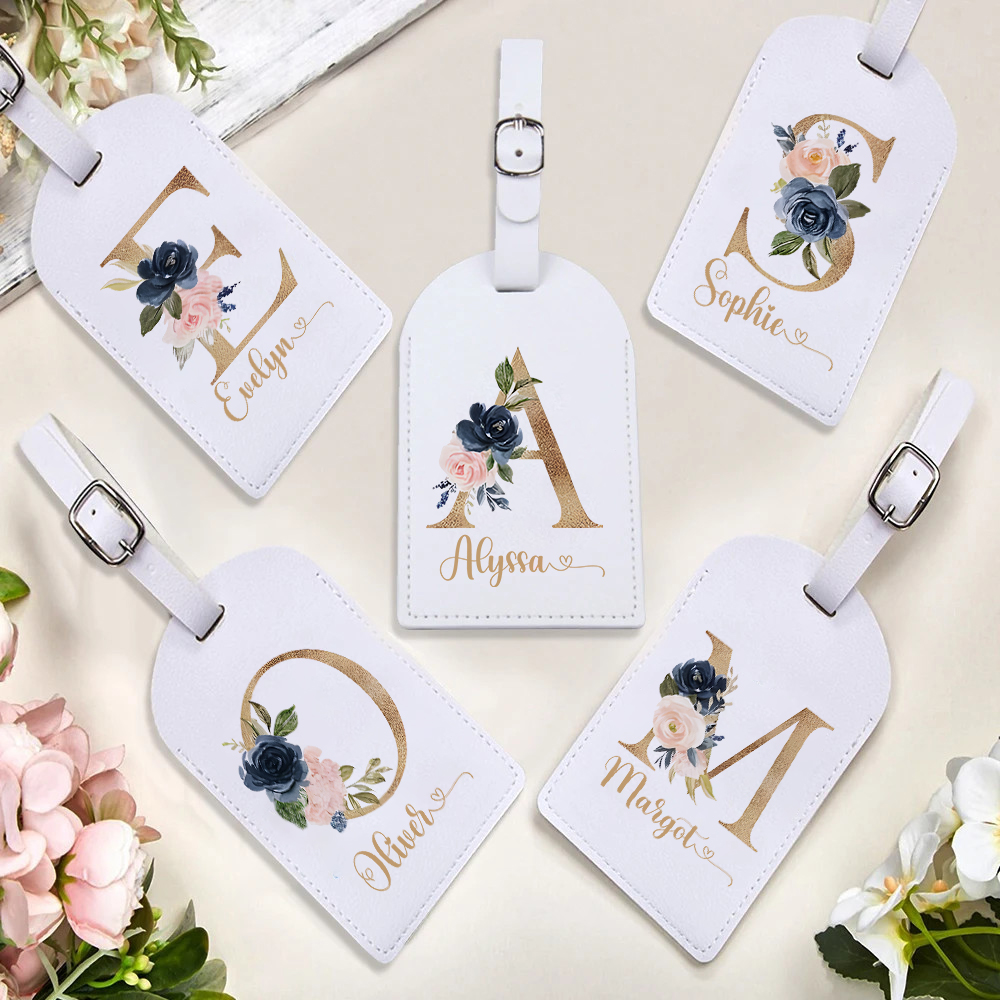 Travel Accessories Gifts For Her - パーソナライズされたモノグラムの荷物タグ,名前,名前,荷物,バッグ,革製タグ,トラベルバッグ,彼女への誕生日プレゼント