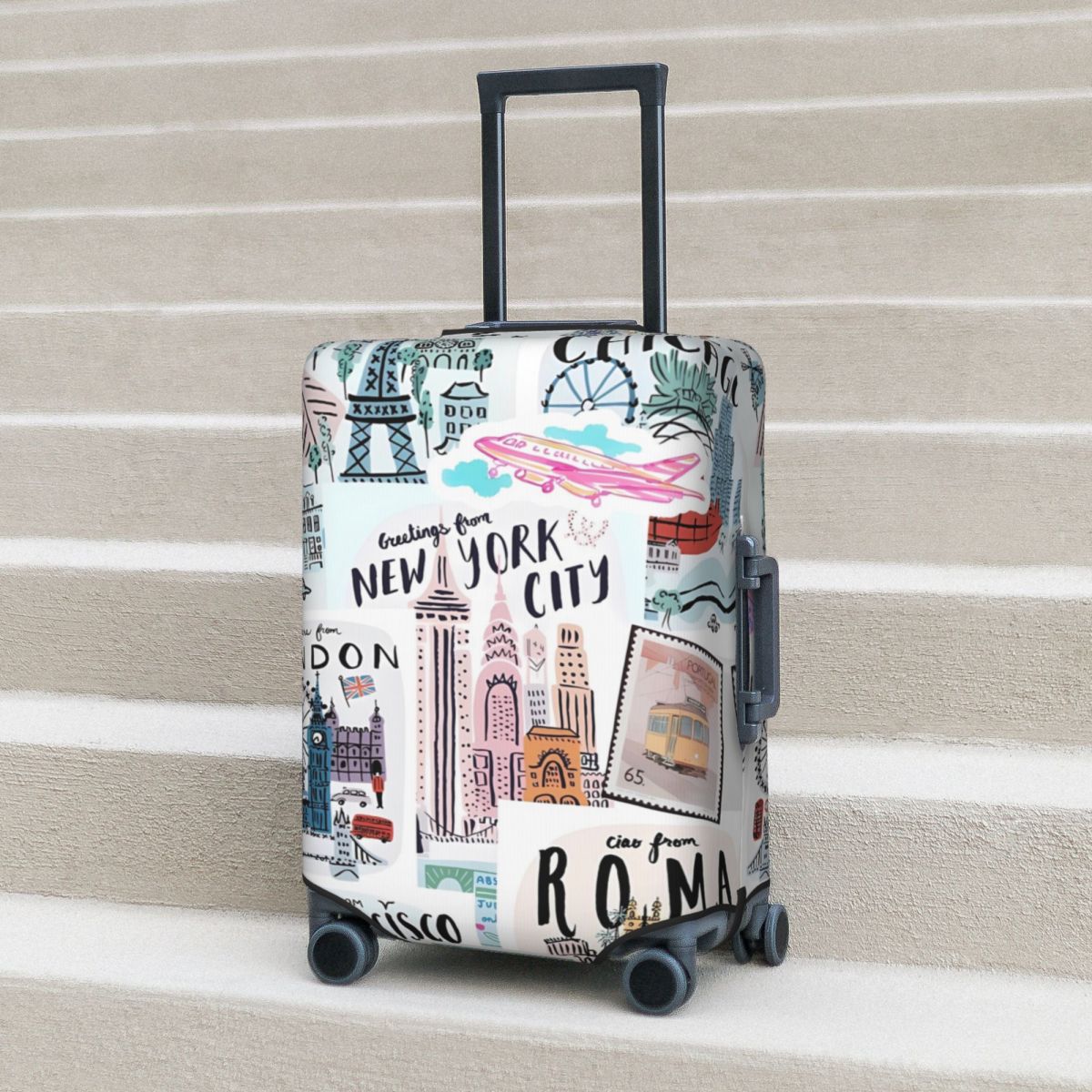 Travel Accessories New York - 旅行プリントのスーツケースカバー,実用的な旅行かばん用品,プロテクター,新しいyork,メモリー,休暇,ビジネス,荷物