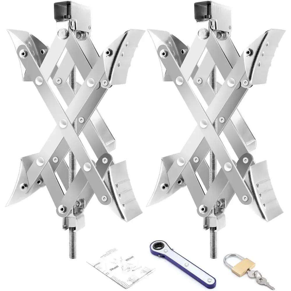 Travel Accessories - X型RVホイールチョック 3.25インチから10.5インチのキャンピングカーホイールチョックスタビライザーシザー用アクセサリー付きペア 旅行用トレーラー、大型トラック用