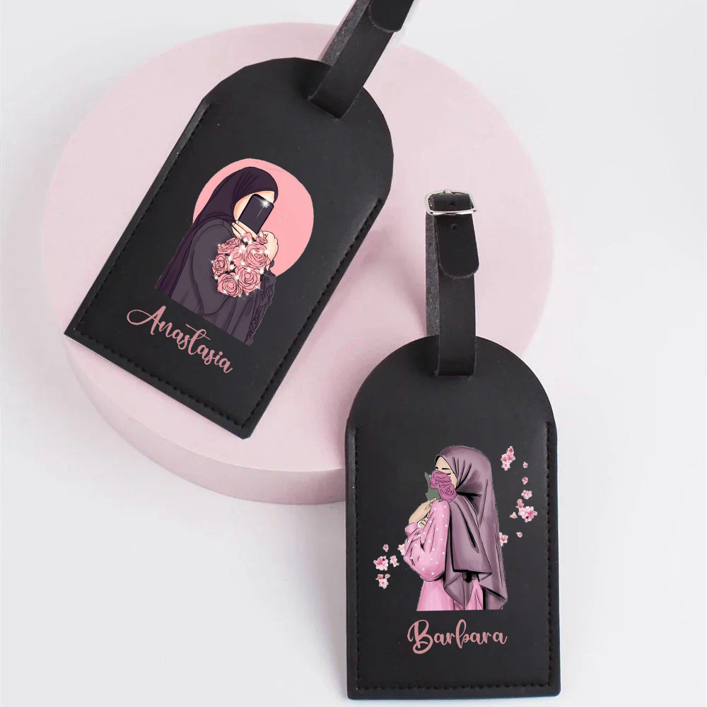 Travel Accessories Gifts For Her - 女の子のための革のラベル,旅行アクセサリー,結婚式,誕生日,eidギフトでパーソナライズされたヒジャービ