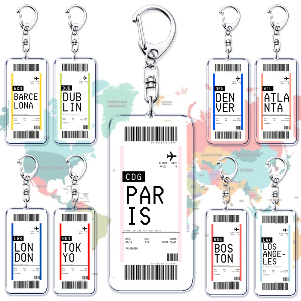 Travel Accessories New York - 飛行機チケット搭乗券キーホルダーボストンパリ東京ニューヨークキーホルダーアクセサリーバッグキーチェーンリングジュエリー旅行ギフト