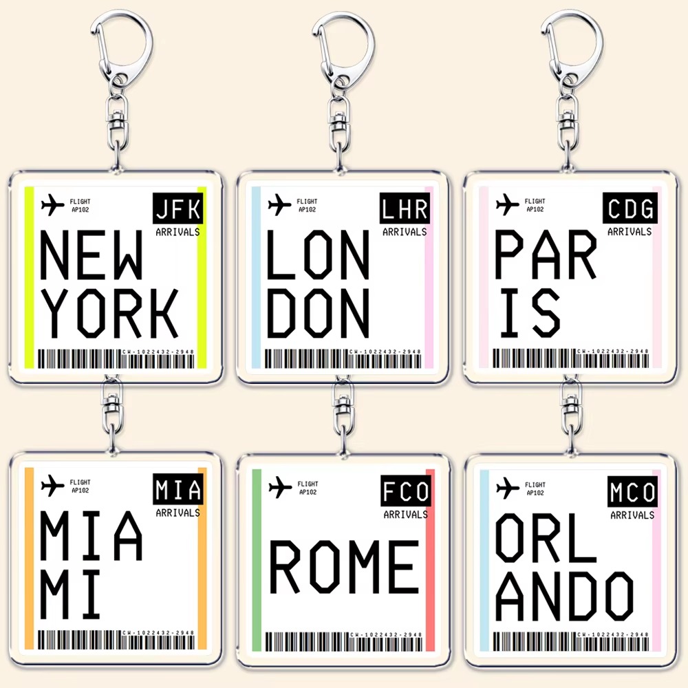 Travel Accessories New York - 旅行用航空券、搭乗券、キーホルダー。ロンドン、パリ、東京、ニューヨークのデザイン。アクセサリー、バッグ、キーチェーン、ジュエリー、ギフトに。