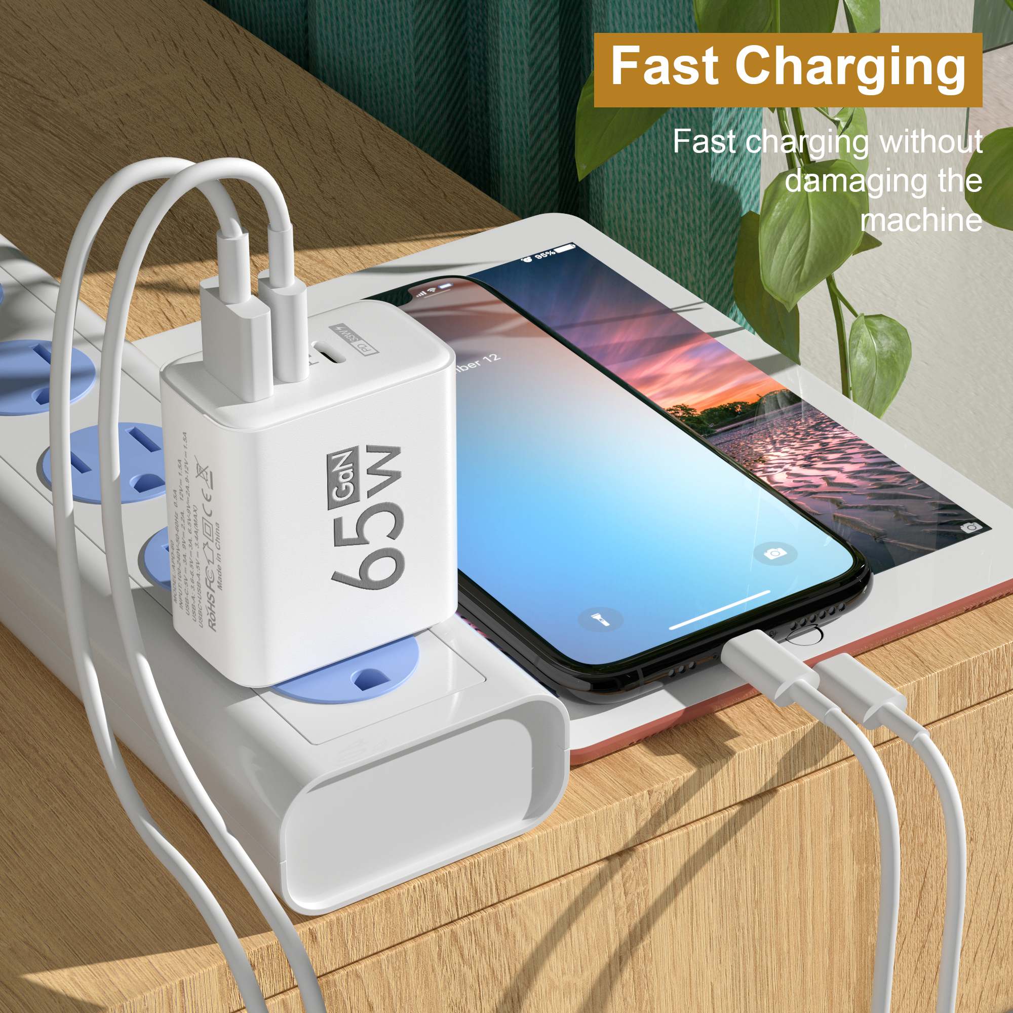 65W GaN USB C 壁掛け充電器 3ポート PD 急 - Travel Accessories Iphone のレビューと価格