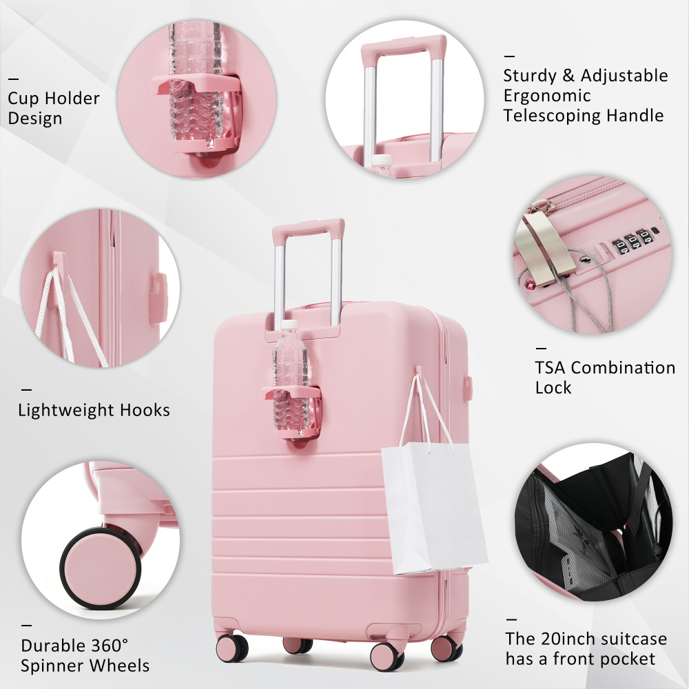 USB充電ポート付き4ピースラゲージセット - 20インチ機 - Toiletry Bag Tsa のレビューと価格