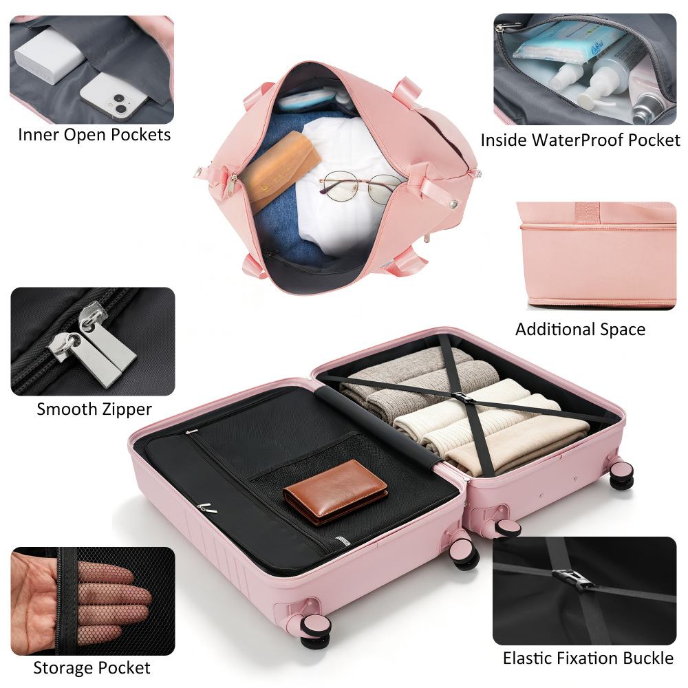 USB充電ポート付き4ピースラゲージセット - 20インチ機 - Toiletry Bag Tsa のレビューと価格