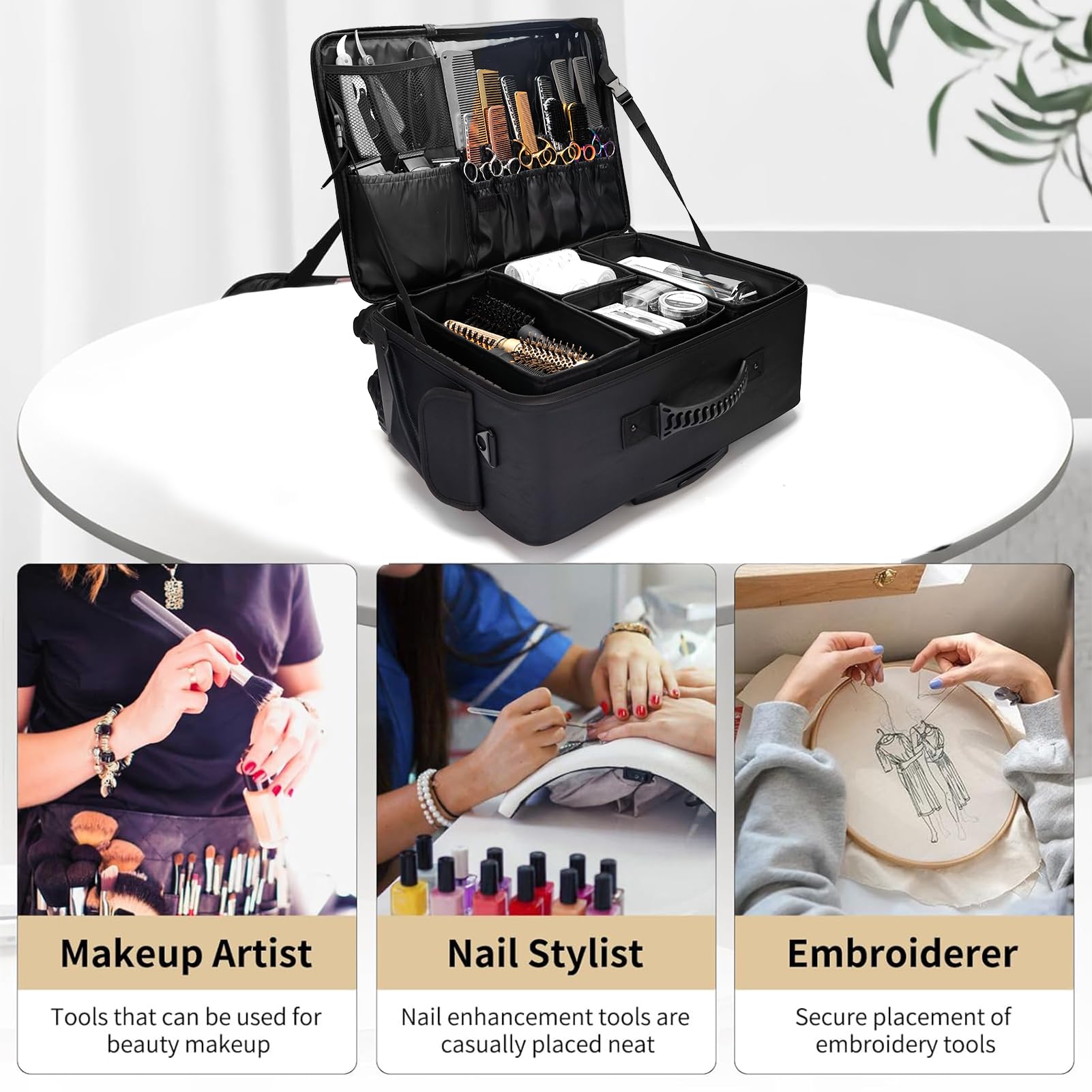 サロン用トラベルメイクアップケース,ホイール付きトラベルケー - Travel Accessories For Train のレビューと価格