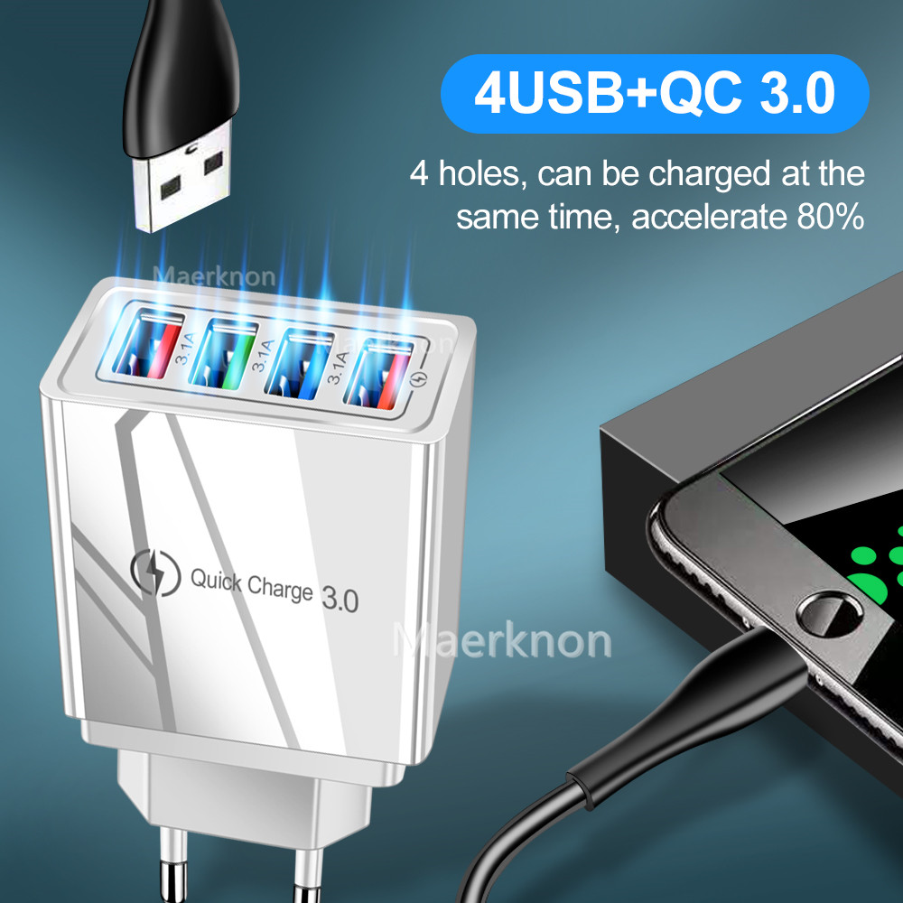 4 USB 高速充電ヘッド EU/US 標準アダプター トラ - Travel Accessories Iphone のレビューと価格