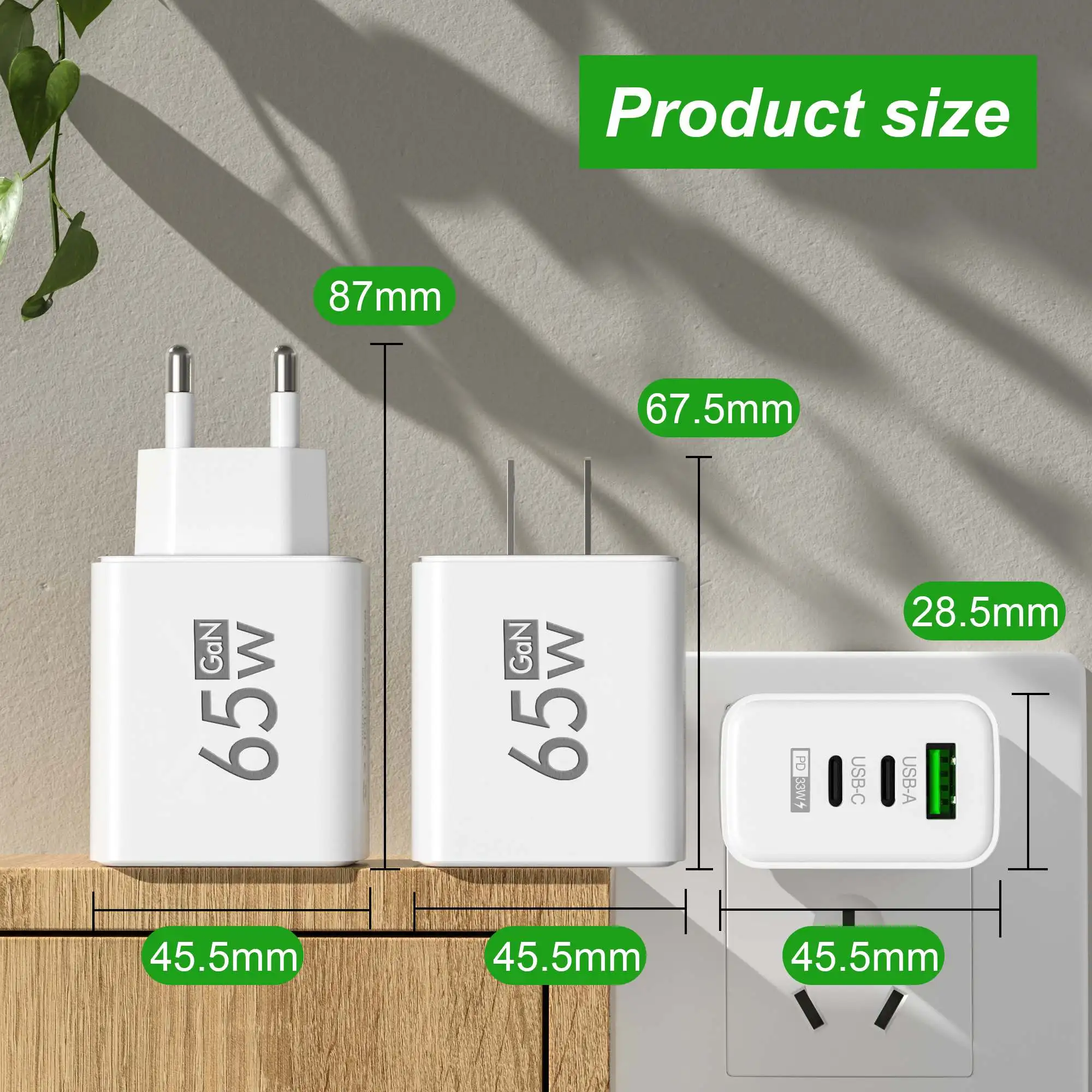 折りたたみ式 65W GaN 3 ポート USB‑C 壁掛け - Travel Accessories Iphone のレビューと価格
